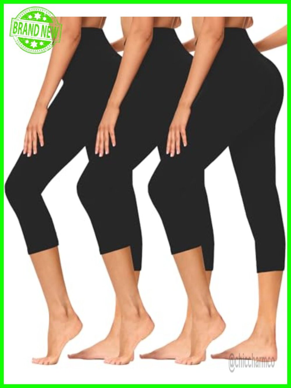 High Waisted Capri Leggings Tummy Control Yoga Running Workout